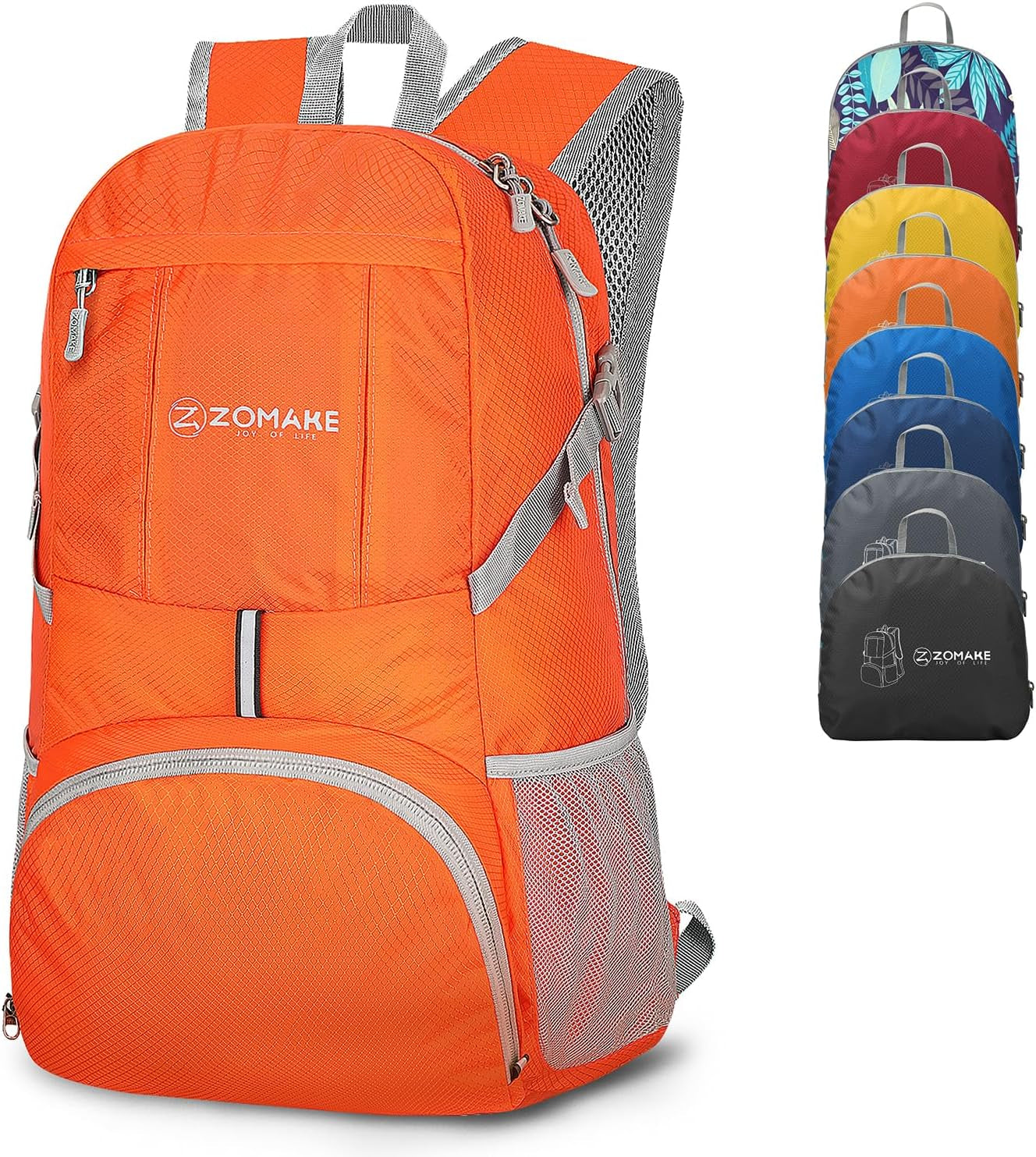 Lightweight Packable Backpack 35L, Light Foldable Backpacks Water Resistant Collapsible Hiking Bag, Compact Folding Day Pack for Travel Camping(Orange)