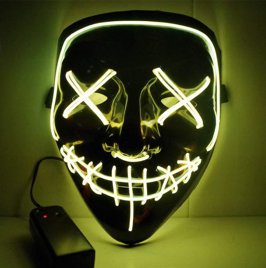 Black V Halloween Horror Glowing Mask