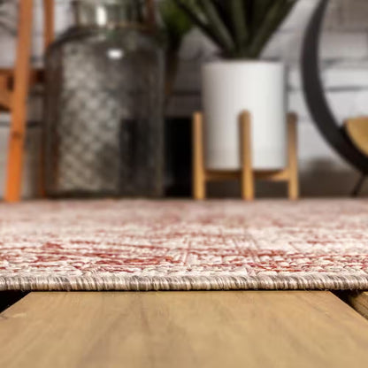 Rozetta Boho Medallion Red/Taupe 3 Ft. 1 In. X 5 Ft. Textured Weave Indoor/Outdoor Area Rug