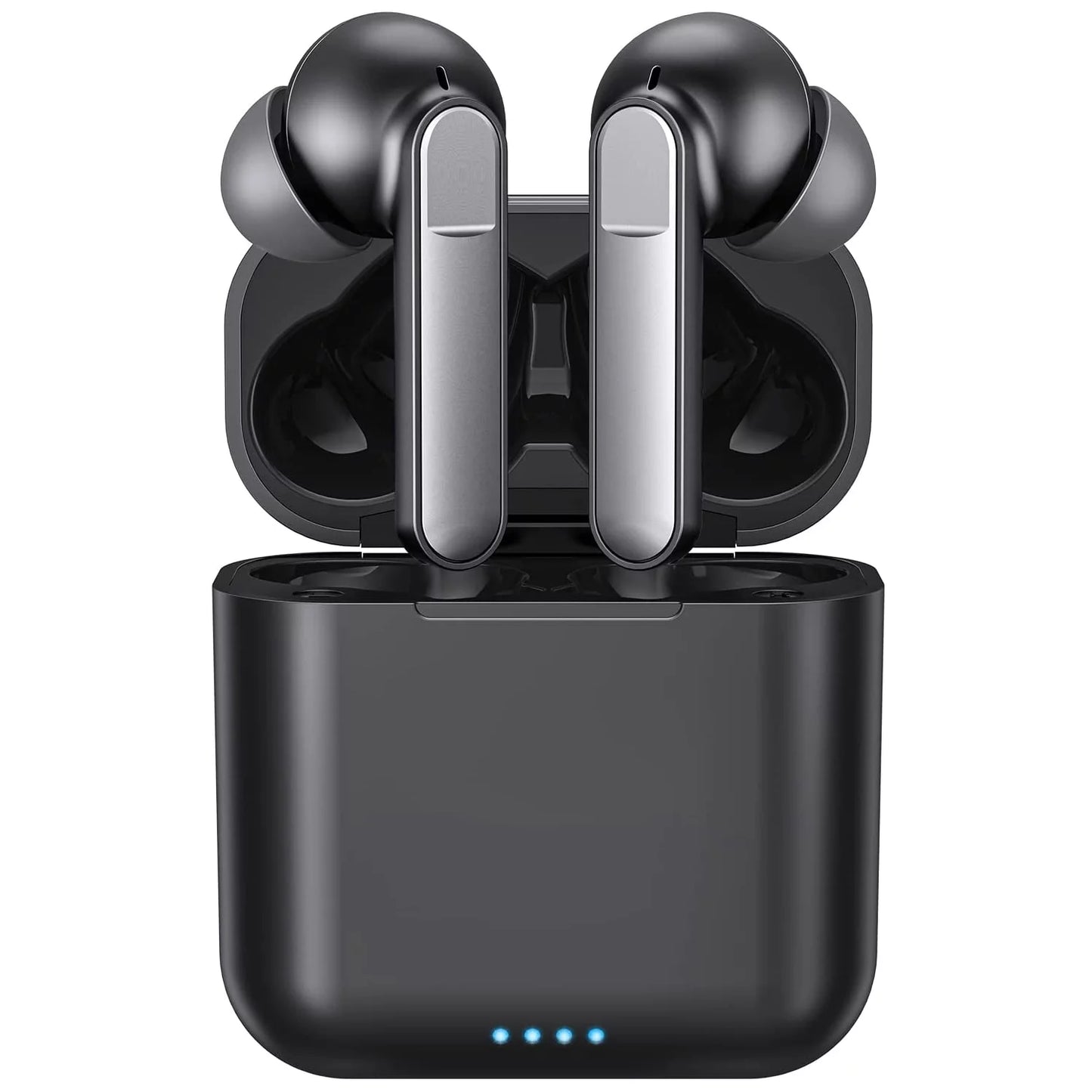 Premium Bluetooth 5.1 Wireless Earbuds with Noise Cancelling, Deep Bass, Waterproof Charging Case, and Built-in Mic for iPhone & Android - Sleek Black Design