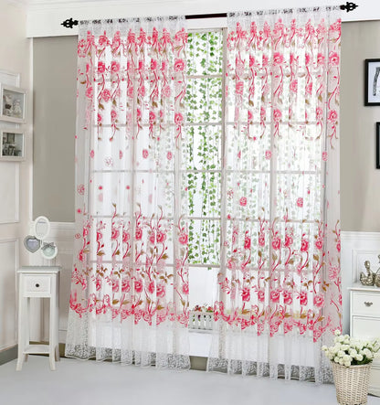 Plastic Shower Panel Voile Window Peony 1 Fabric Sheer Curtain Tulle Drape Home Decor Curtains 58 Inches Long