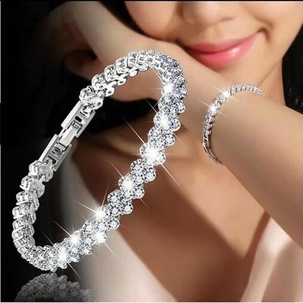 Love Braided Leaf Bracelet Charm Crystal Wedding Bracelets for Women Anniversary Valentines Day Gift Jewelry Pulseras Mujer