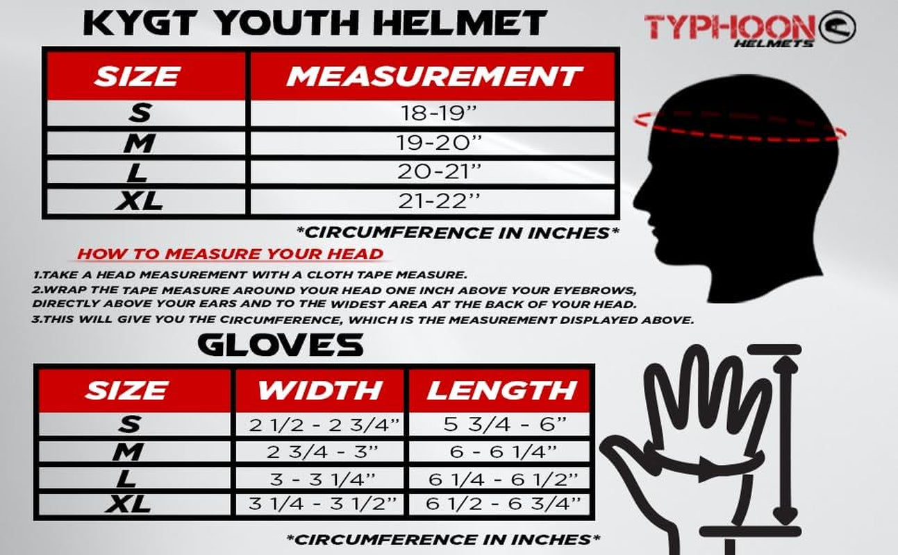 Typhoon Youth Kids Offroad Gear Combo Helmet Gloves Goggles DOT Motocross ATV Dirt Bike MX Motorcycle