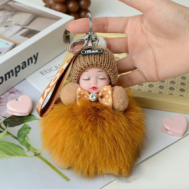 Cute Sleeping Doll Plush Doll Keychain Pendant Backpack