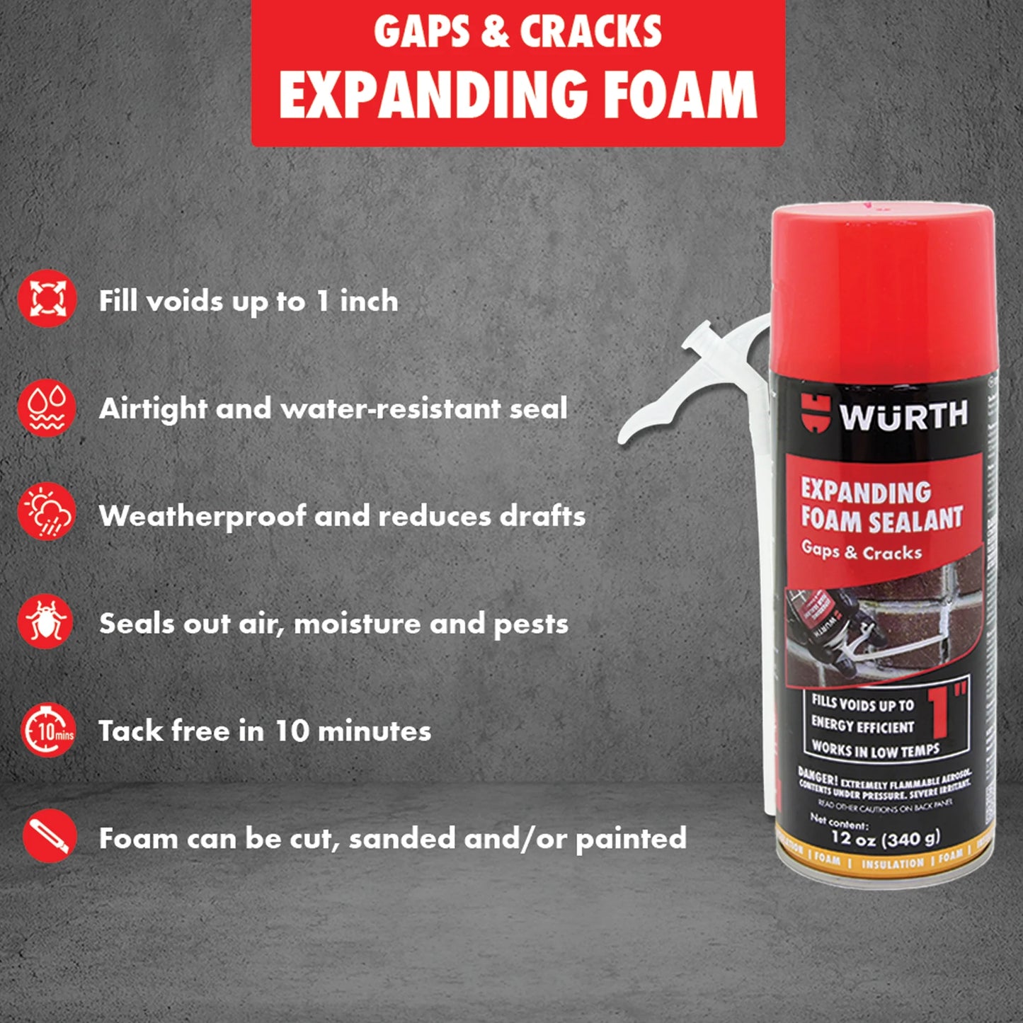 Expanding Foam Sealant - Gaps & Cracks 1" Spray