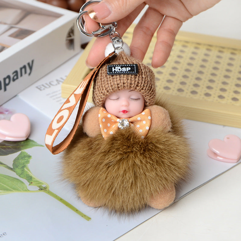 Cute Sleeping Doll Plush Doll Keychain Pendant Backpack