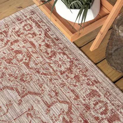 Rozetta Boho Medallion Red/Taupe 3 Ft. 1 In. X 5 Ft. Textured Weave Indoor/Outdoor Area Rug