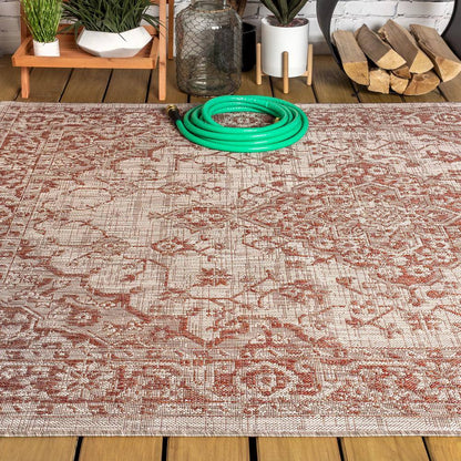 Rozetta Boho Medallion Red/Taupe 3 Ft. 1 In. X 5 Ft. Textured Weave Indoor/Outdoor Area Rug