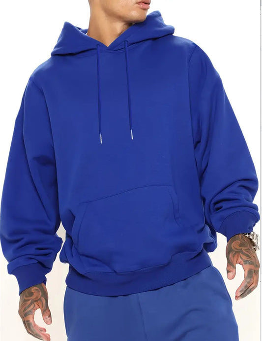 Men'S Solid Color Hooded Jumper