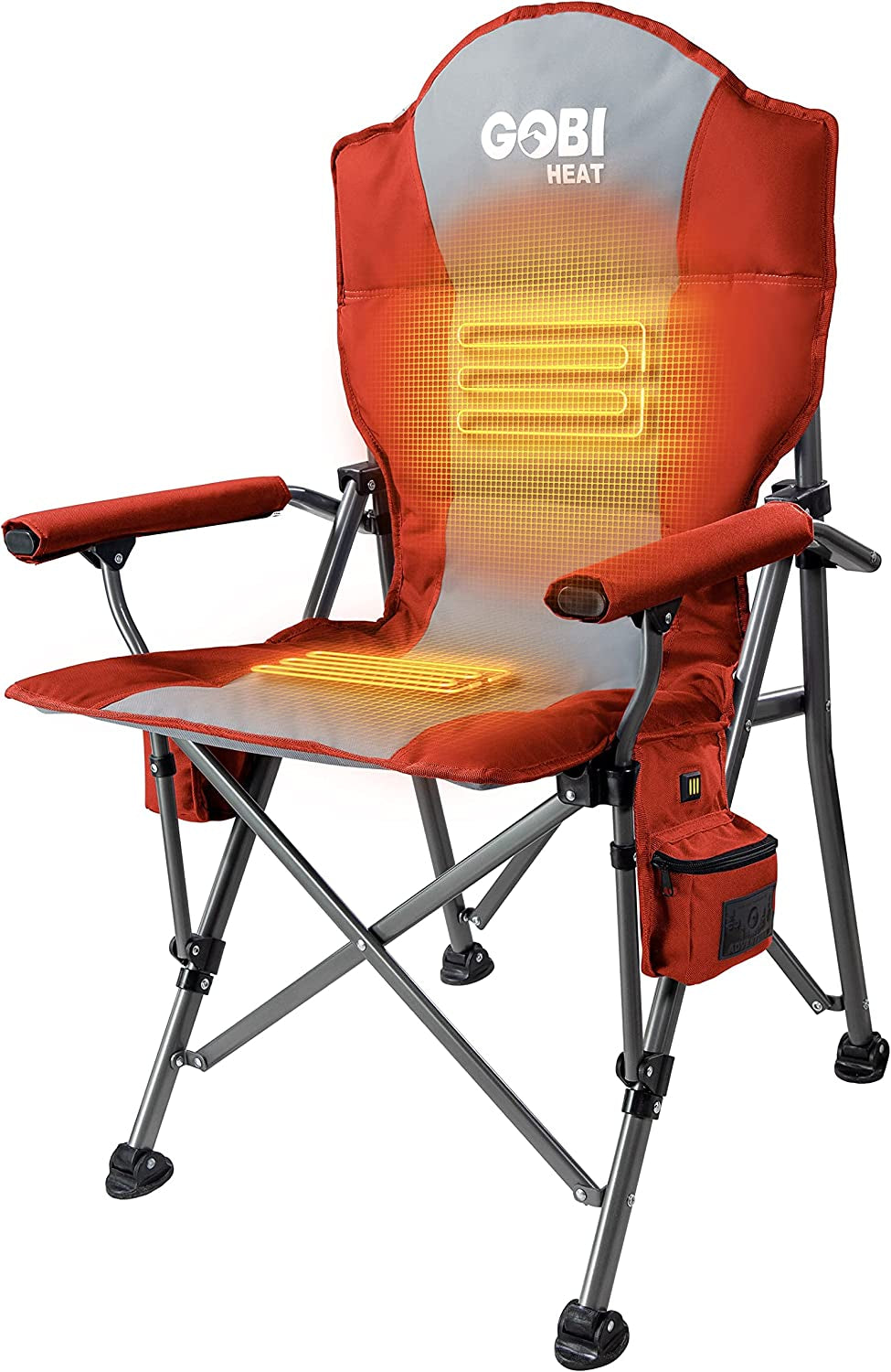 - Terrain Portable Heated Camping Chair - Outdoor Folding Chair with Heated Filling - Winter Camping Essential - 3 Heat Settings (Flare)